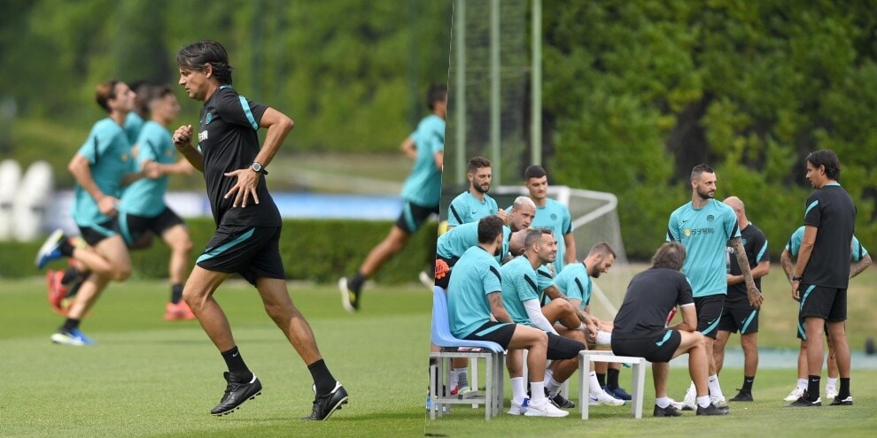 Inter, anche Inzaghi si allena. Poi la riunione