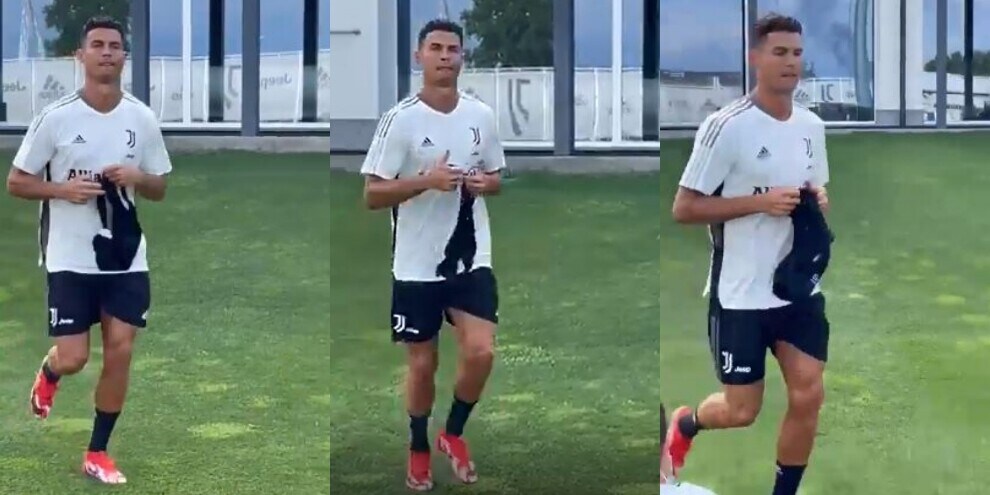 Juve, Cristiano Ronaldo in campo: il gesto alle telecamere