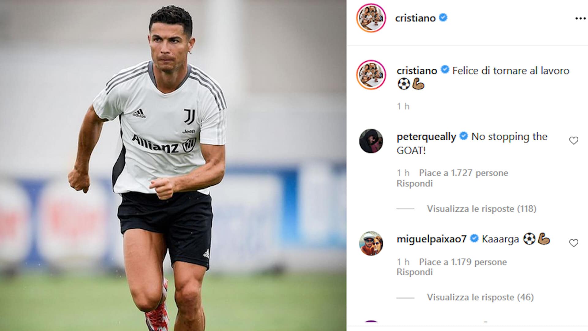 Carica CR7: "Felice di tornare al lavoro"