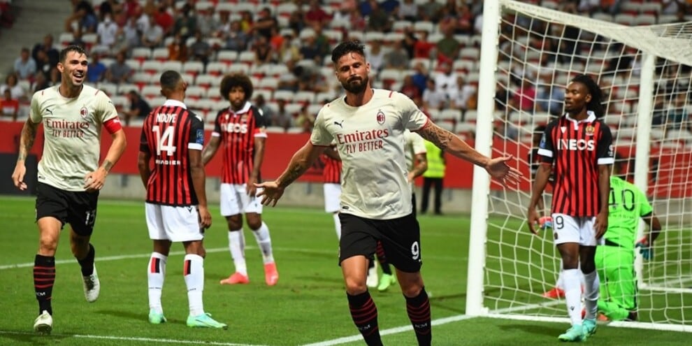 Milan, col Nizza è 1-1: Giroud in gol all'esordio