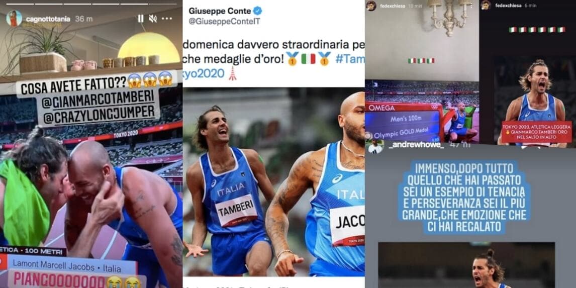 Olimpiadi: Jacobs e Tamberi, due ori per l'Italia. Le reazioni social