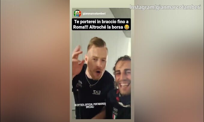 Chi porta le borse a Tamberi? C'è Zaytsev...