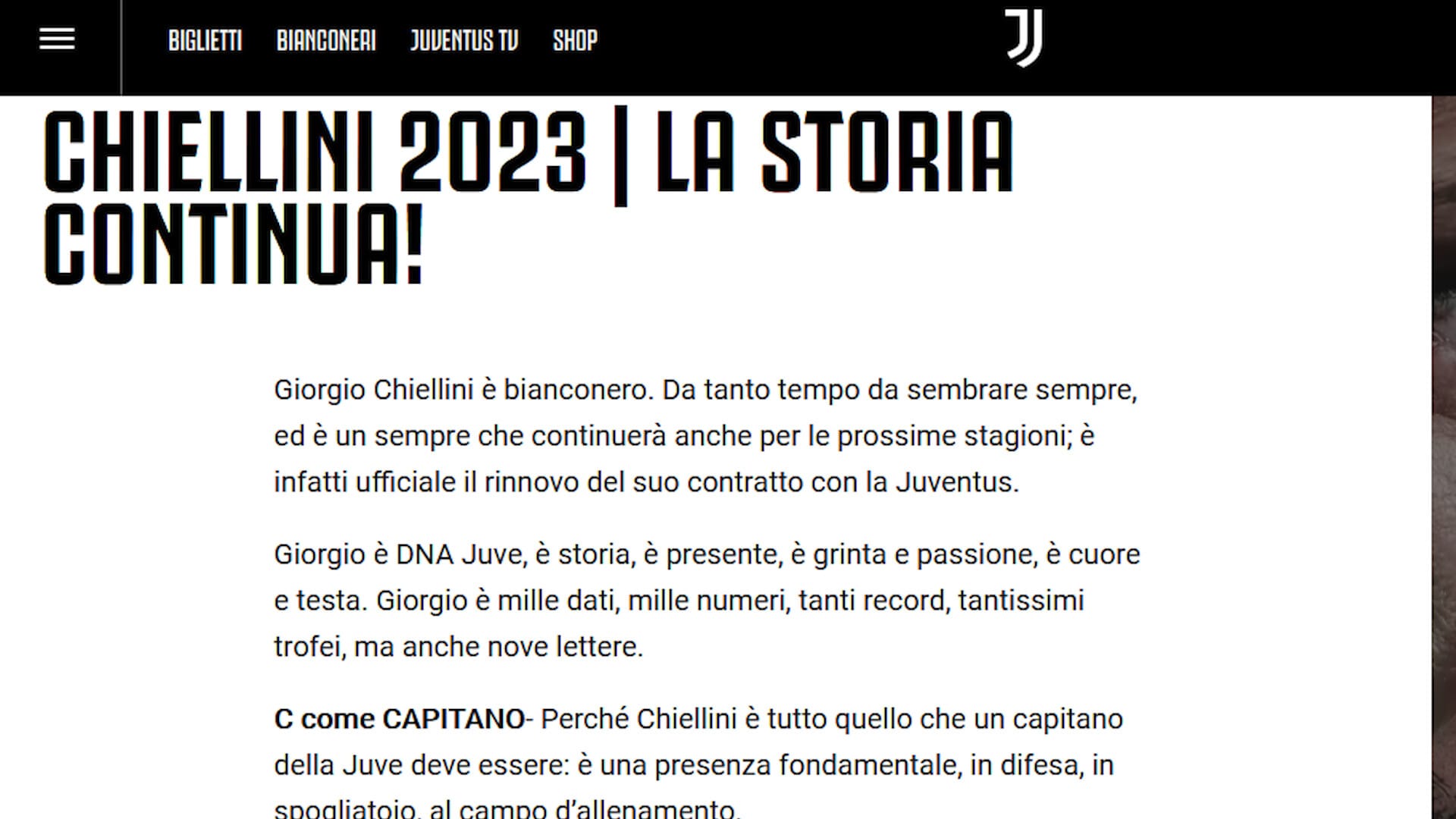 Juve, ufficiale: Chiellini fino al 2023