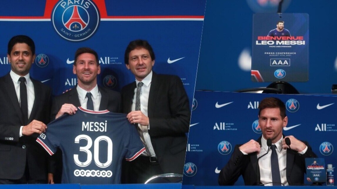 Psg, Messi in conferenza: dalla maglia al microfono personalizzato