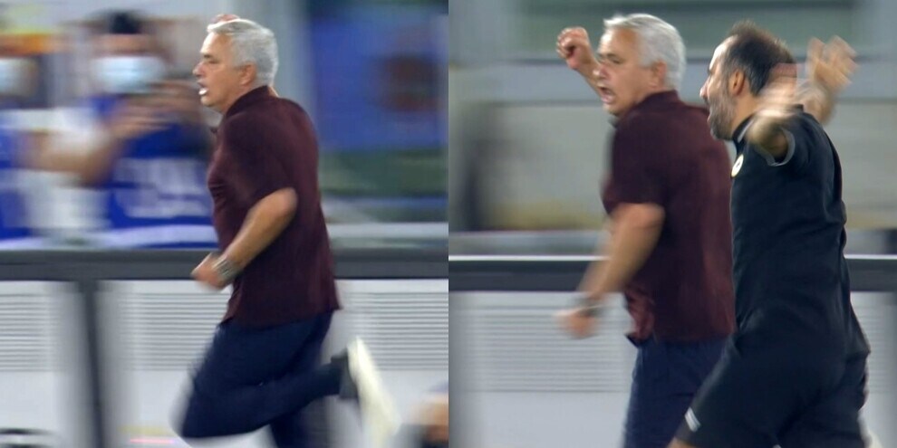 La corsa di Mourinho sotto la Curva Sud