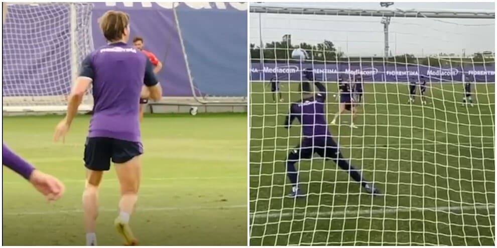 Vlahovic fa un super gol in allenamento...di tacco VIDEO