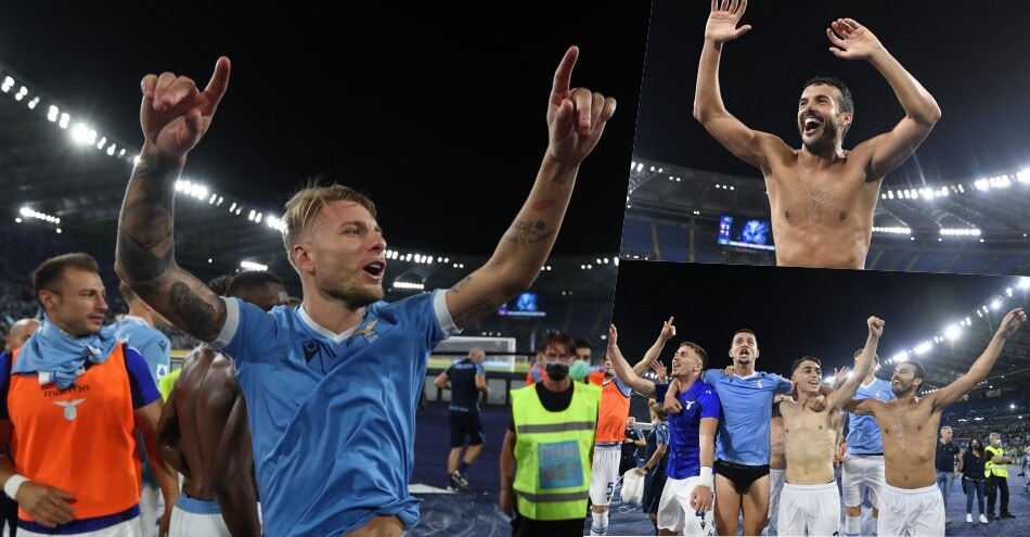 Lazio, festa dopo il derby: Immobile scatenato sotto la Nord