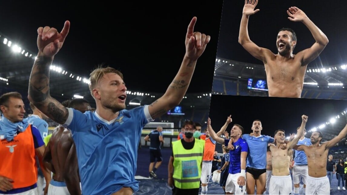 Lazio, festa dopo il derby: Immobile scatenato sotto la Nord