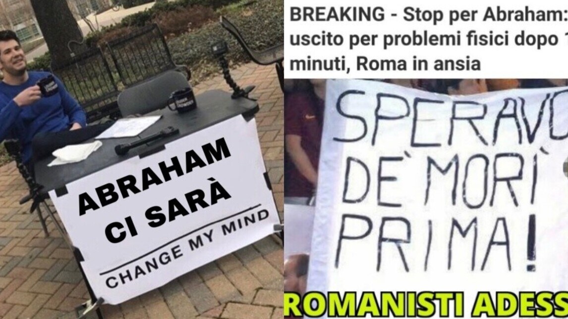 Roma, Abraham ko: la reazione dei tifosi sui social
