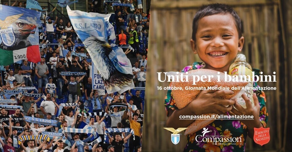 La Lazio al fianco di Compassion: all’Olimpico si donano alimenti