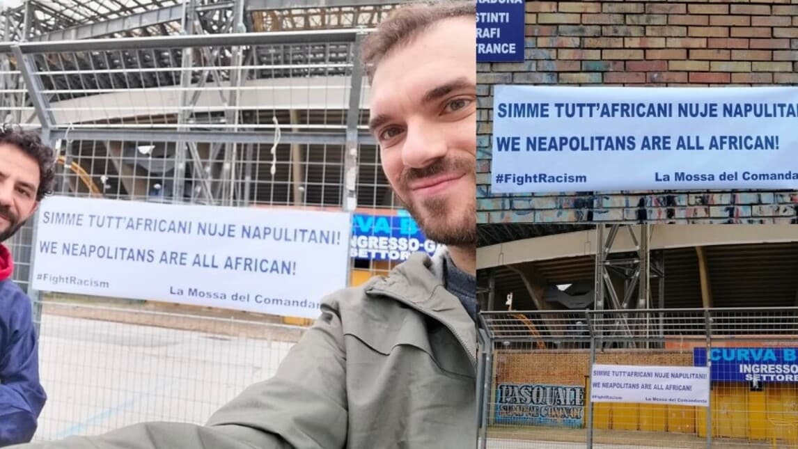 No al razzismo, striscione dei tifosi Napoli per Koulibaly al Maradona