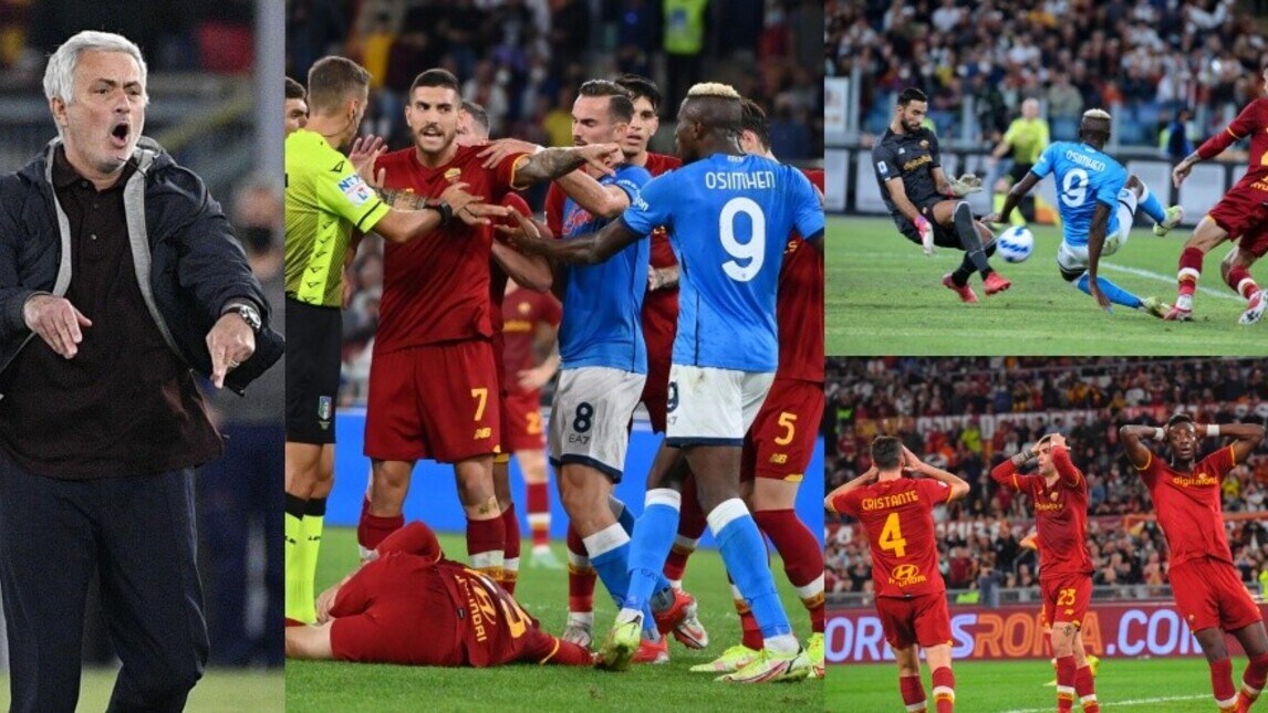 Roma-Napoli, 0-0 ad alta tensione: rissa e rosso a Mourinho