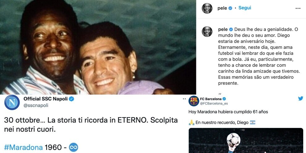 Il calcio celebra Maradona: pioggia di auguri sui social