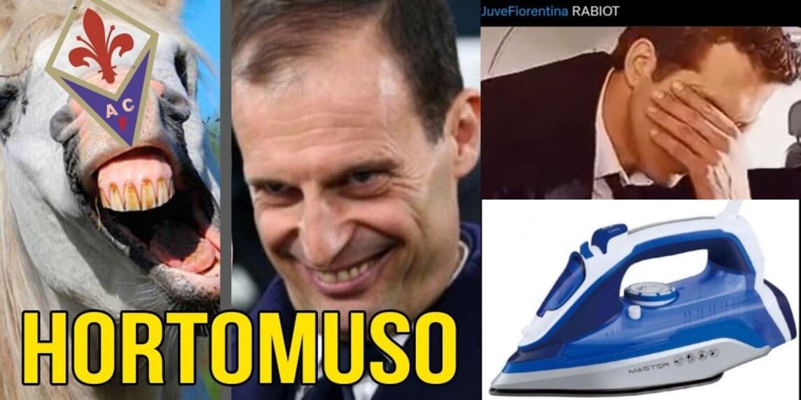 Juve-Fiorentina, ironia social: Allegri di corto muso e Rabiot bersagliato
