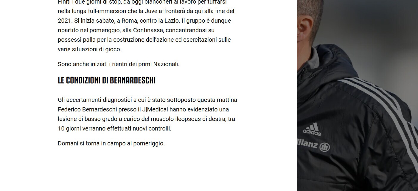 Juve, Bernardeschi out almeno 10 giorni
