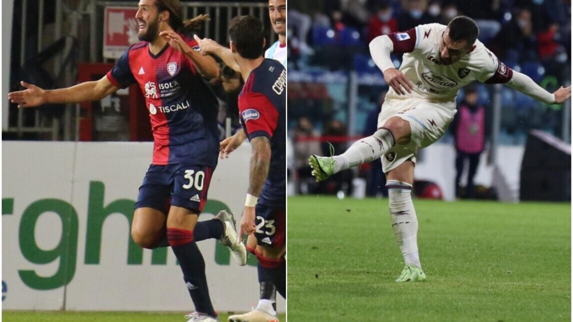 Pavoletti illude il Cagliari, Bonazzoli lo gela: 1-1 con la Salernitana
