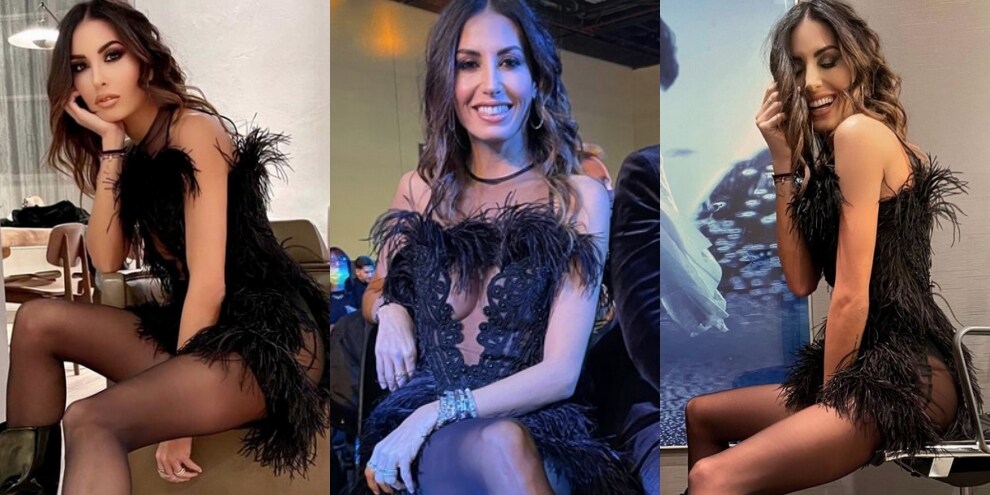 Elisabetta Gregoraci e il look mozzafiato con piume e trasparenze sexy