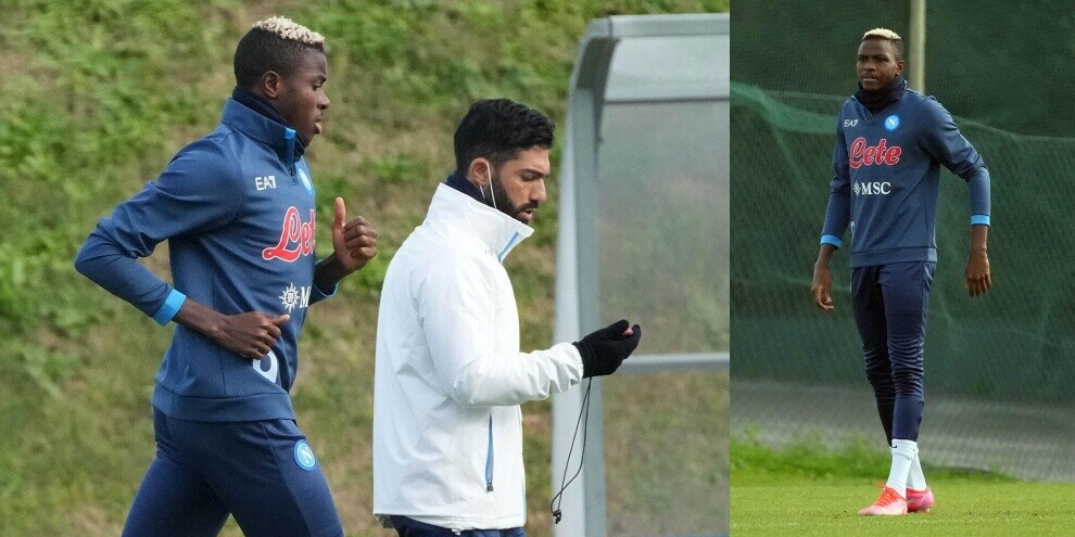 Napoli, buone notizie per Spalletti: Osimhen lavora in campo