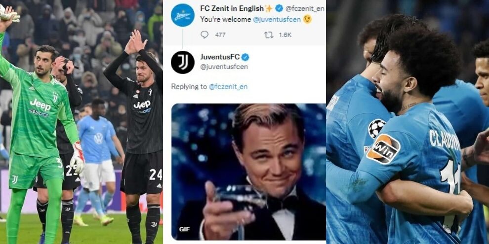 Juve prima grazie allo Zenit: scambio social tra i due club