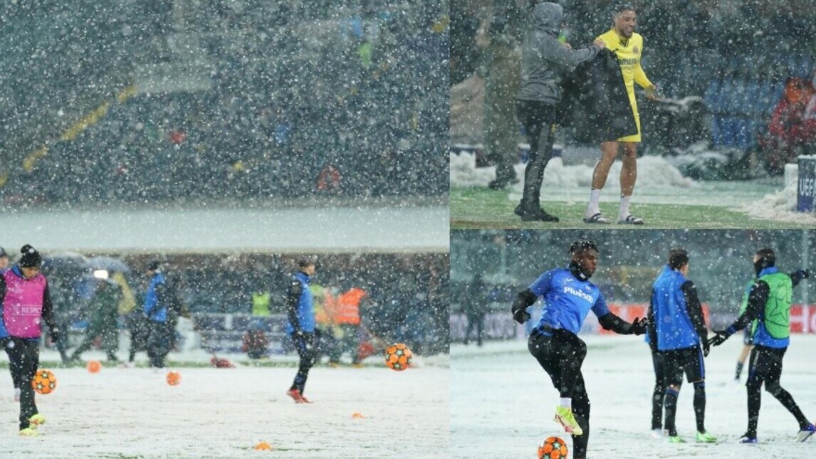 Atalanta-Villarreal con la neve: Gewiss Stadium imbiancato