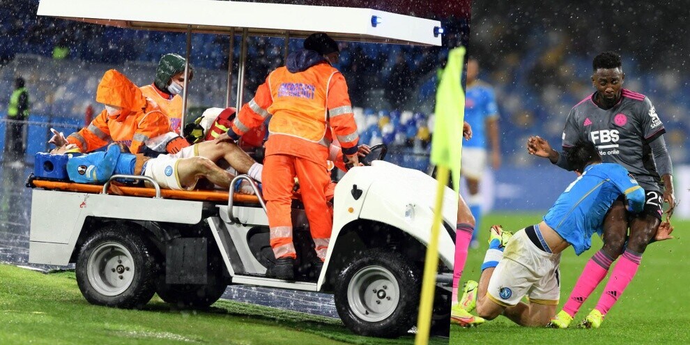 Il Napoli perde Lozano, infortunio contro il Leicester: esce in ambulanza