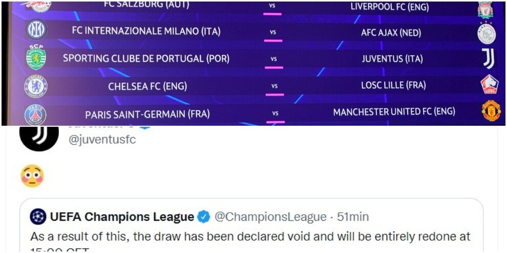 Juve, sorteggi Champions da rifare: la reazione social