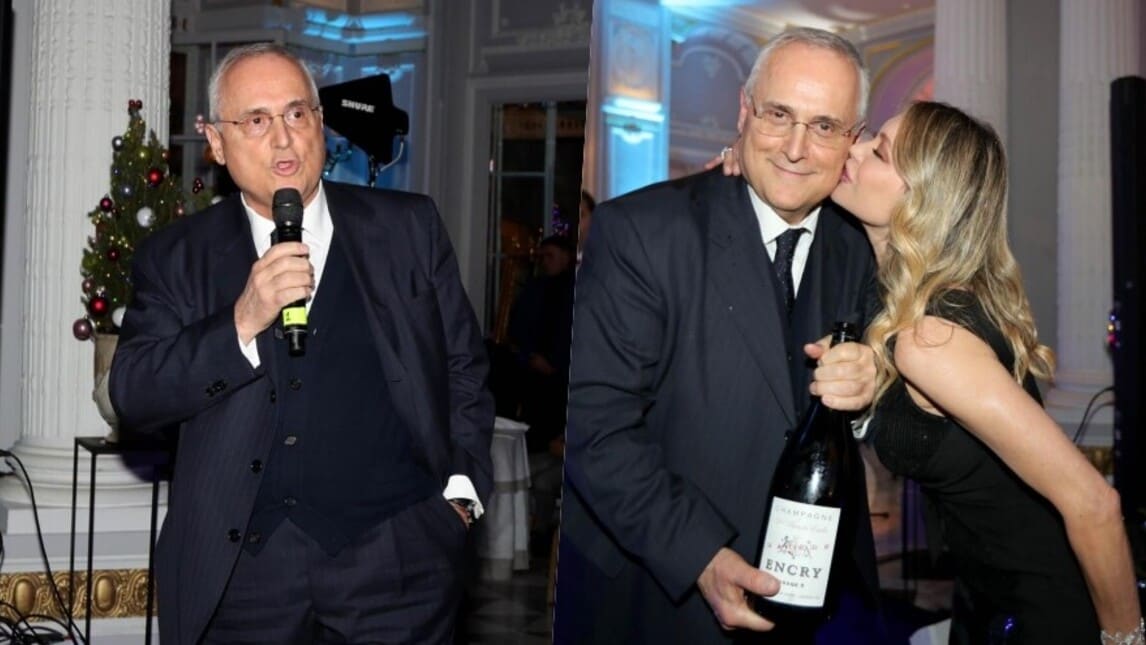 Lotito scatenato alla cena della Lazio: foto al bacio con la Falchi