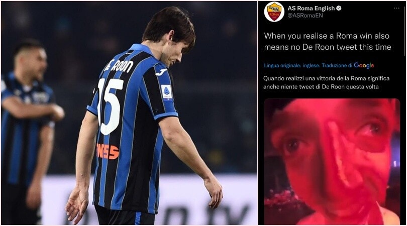 La Roma ironizza: “Atalanta battuta, De Roon ancora non ha twittato...“