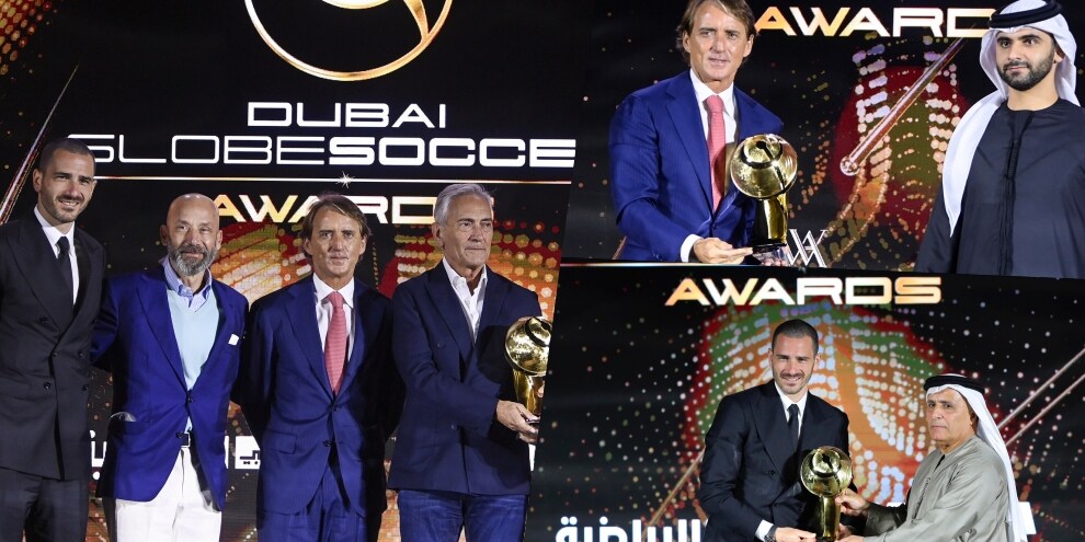 Mancini, Bonucci e Donnarumma premiati ai Globe Soccer Awards