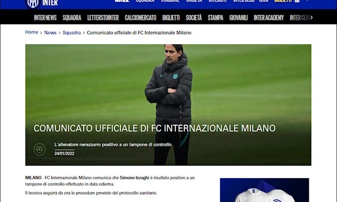 Inter, Inzaghi positivo al Covid