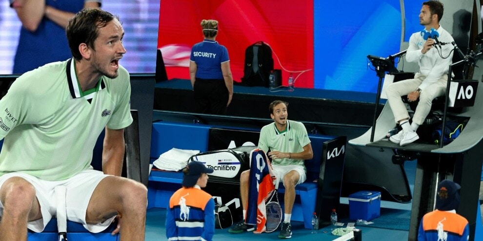 Australian Open, Medvedev furioso con l'arbitro di sedia