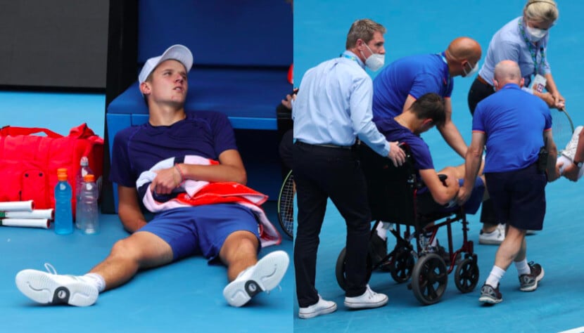 Australian Open, Mensik esce in sedia a rotelle per i crampi