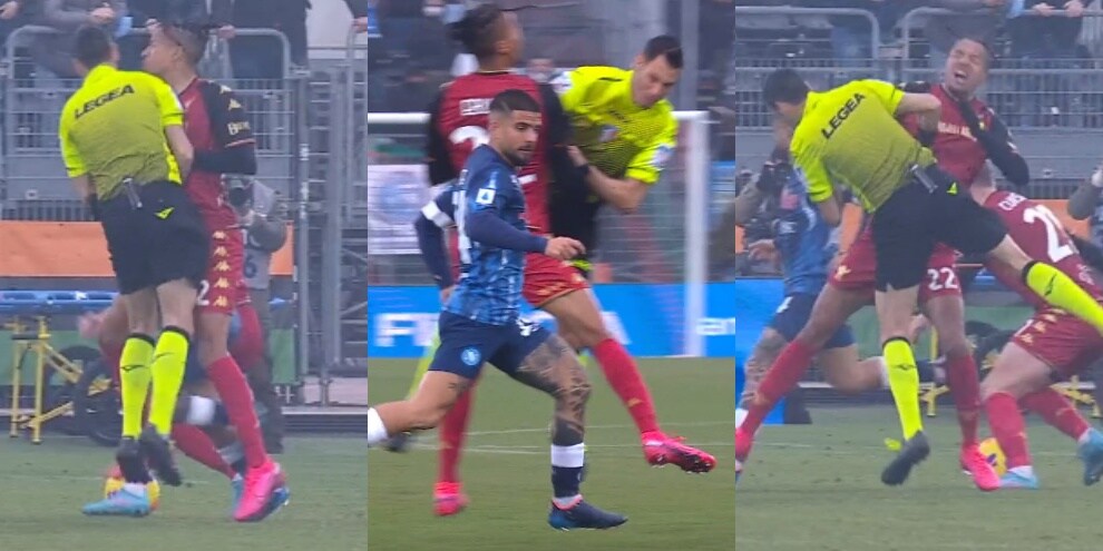 Venezia-Napoli, Ebuehi travolge... l'arbitro Mariani! FOTO