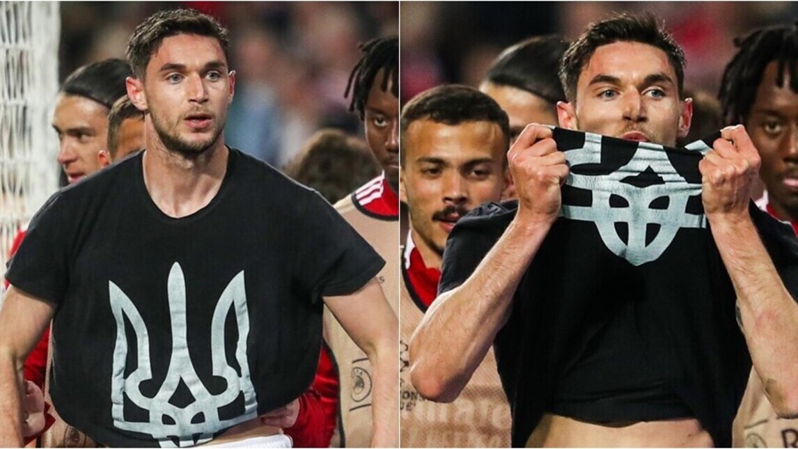 Benfica-Ajax, Yaremchuk segna e esulta omaggiando l'Ucraina