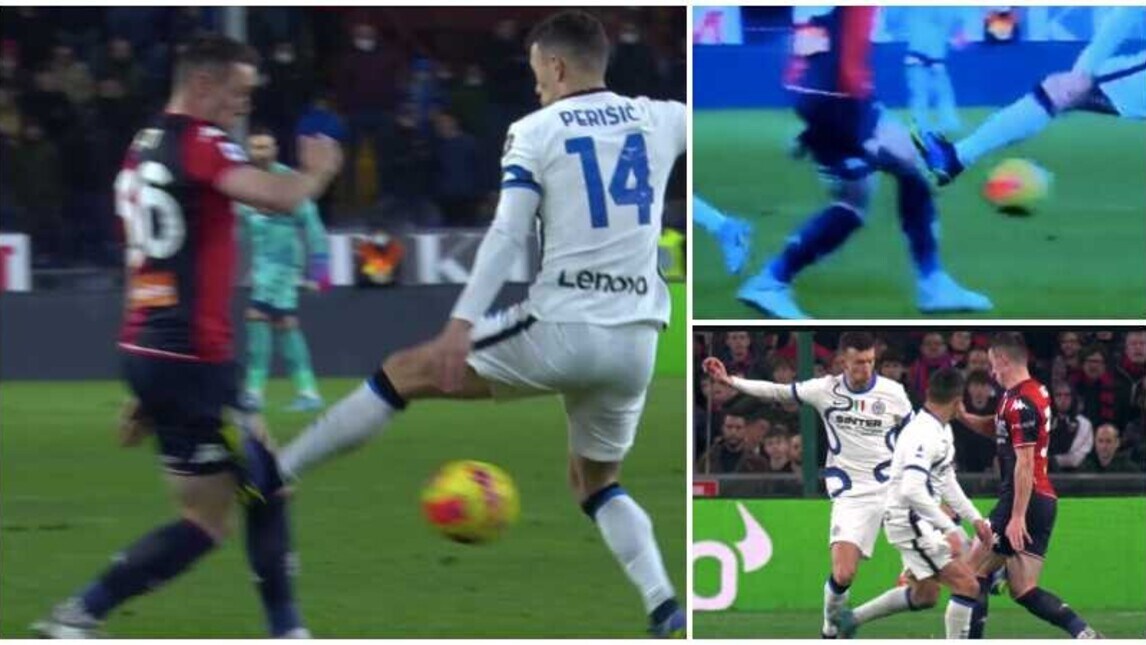 Genoa-Inter, l'entrata durissima di Perisic su Hefti