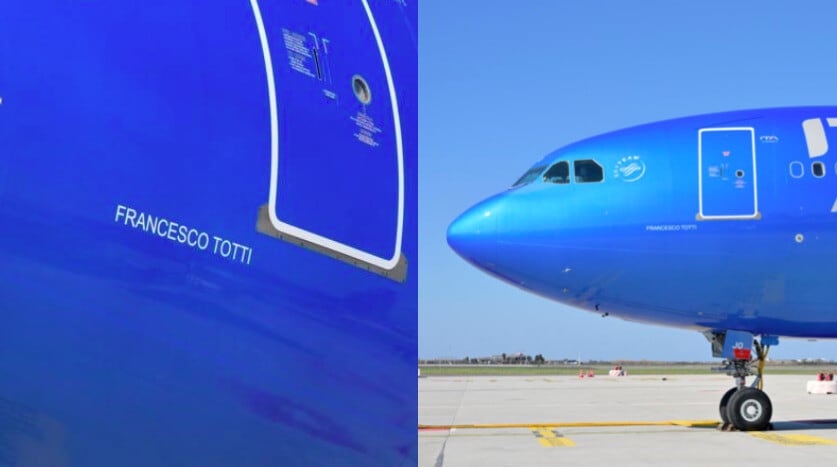 Ita, ecco l'Airbus A330 dedicato a Totti