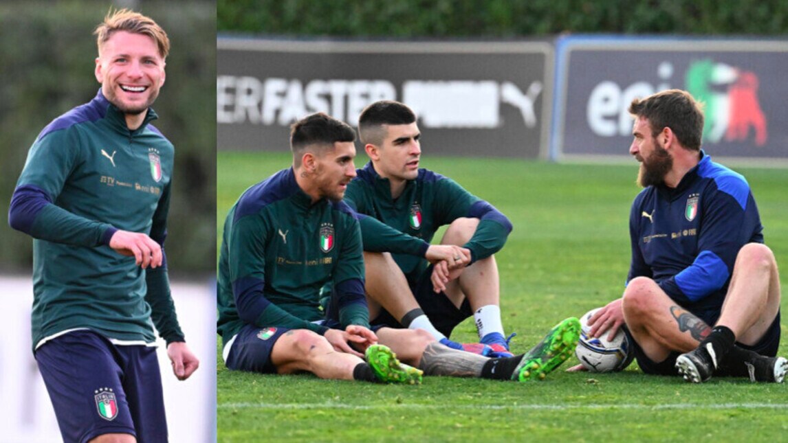 Immobile, sorrisi in Nazionale. De Rossi con Mancini e Pellegrini...