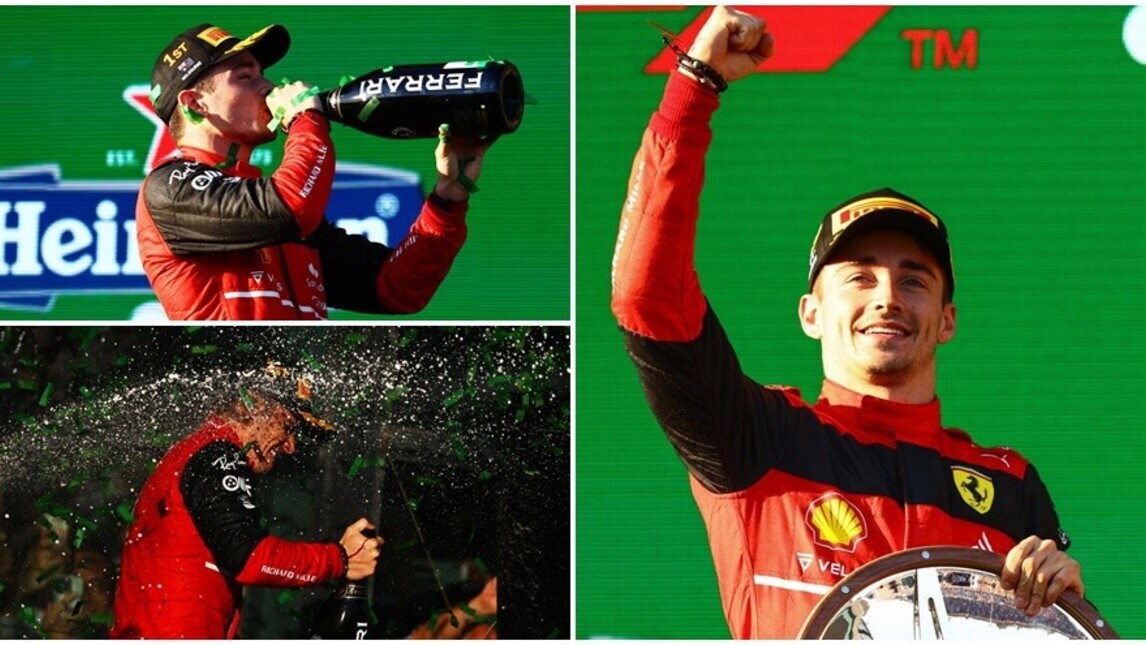 Leclerc trionfa in Australia: festa sul podio per il pilota della Ferrari