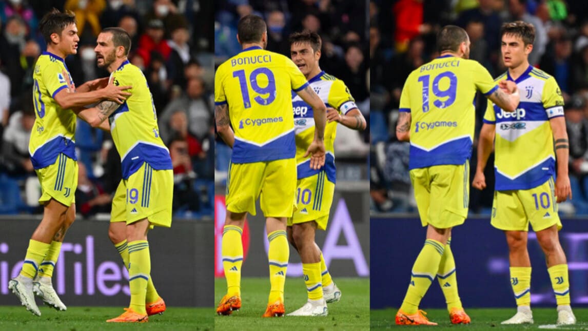 La Juve vince, Sassuolo ko: esultanza 'particolare' tra Dybala e Bonucci