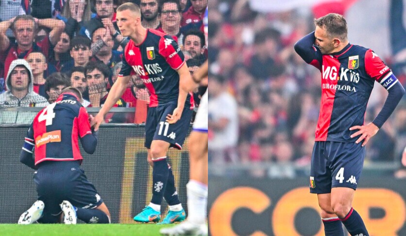 Genoa, Criscito in lacrime dopo il rigore sbagliato nel derby
