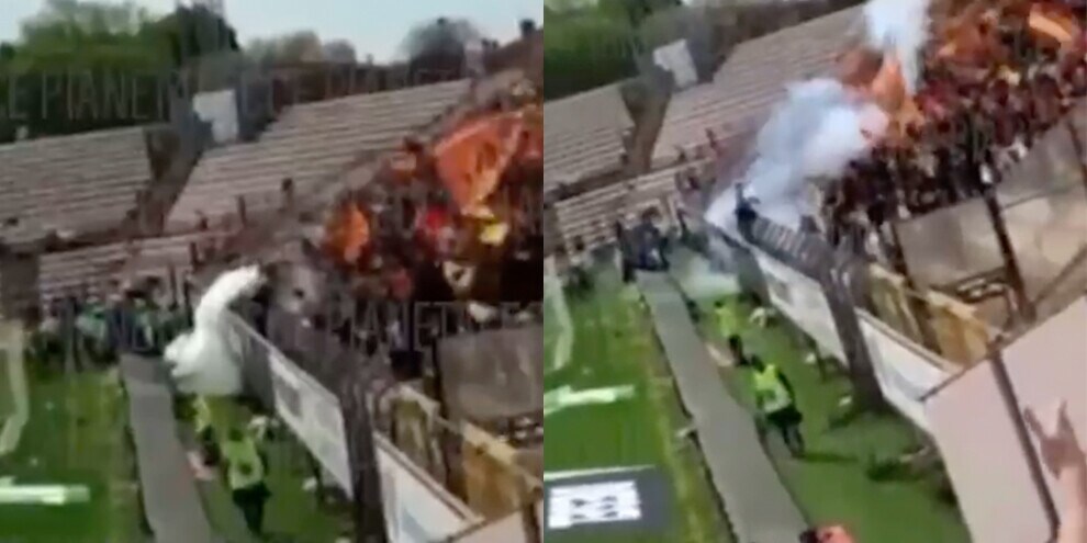 Vicenza-Lecce, il VIDEO della bomba carta che scagiona i tifosi ospiti