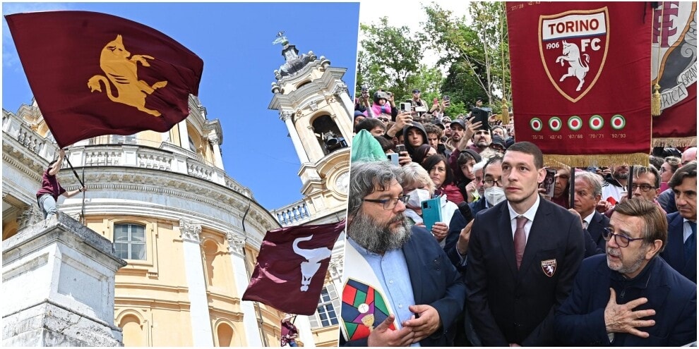 Grande Torino, bagno di folla per Belotti e i granata a Superga