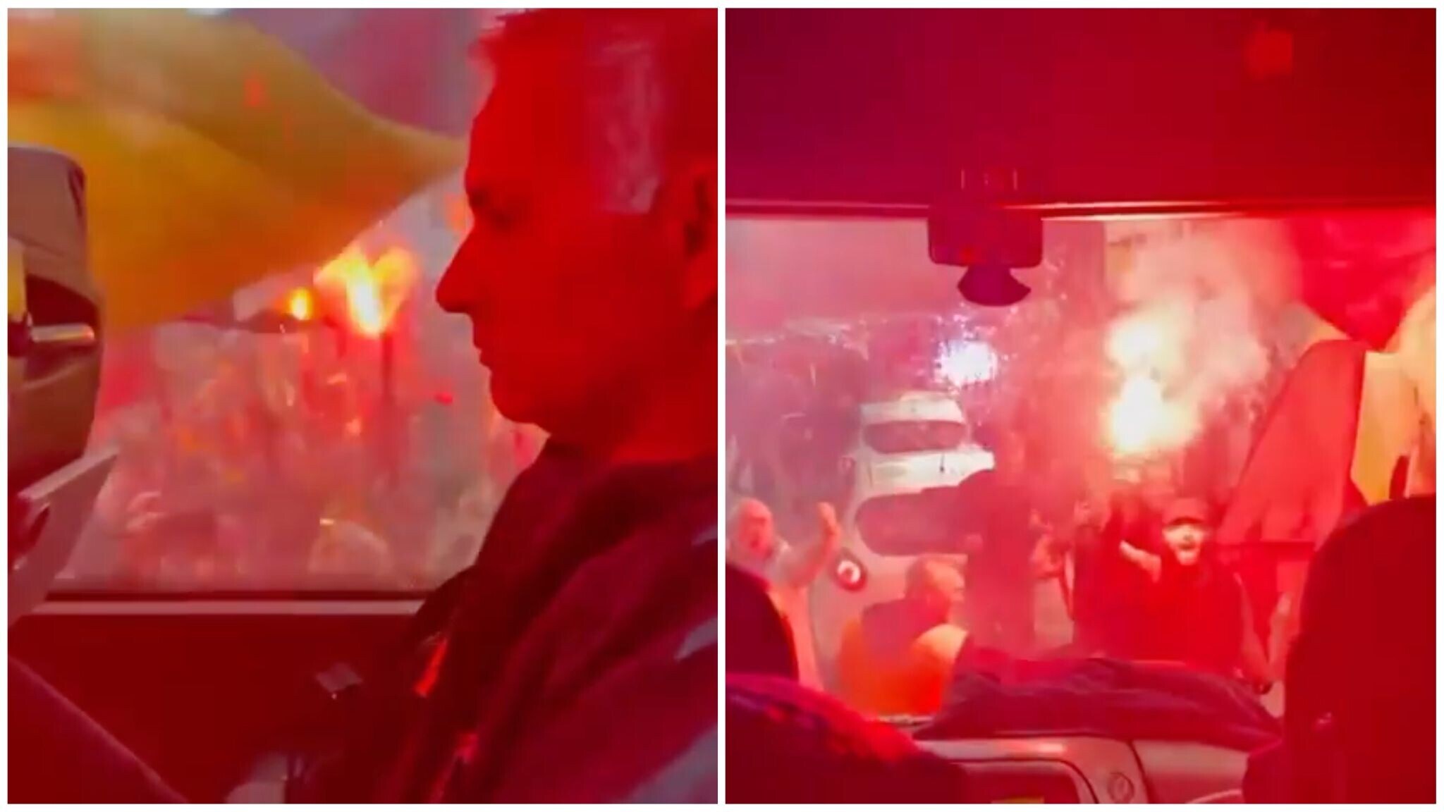 Roma, lo spettacolo dei tifosi visto dal pullman giallorosso: Mourinho ammira