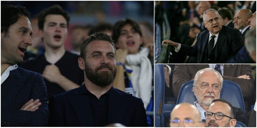 Juve-Inter, da De Rossi a De Laurentiis e Lotito: tutti i vip della finale