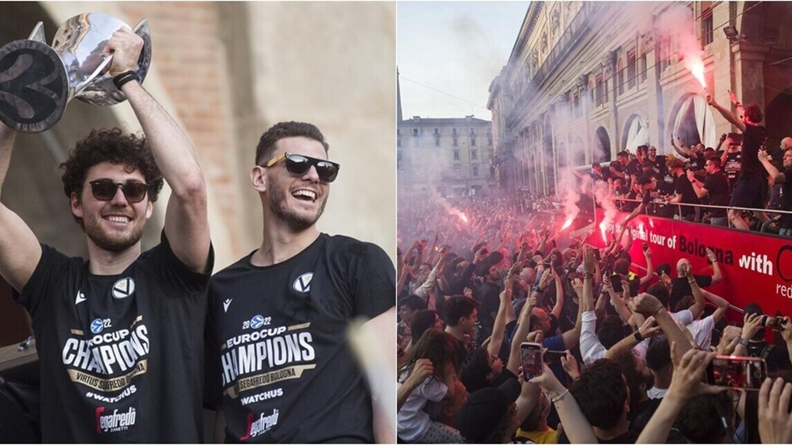 La Virtus festeggia la vittoria in Eurocup: Bologna in estasi