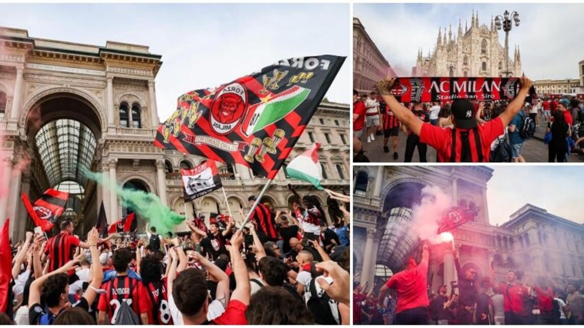 Milan, i tifosi in festa a Piazza Duomo