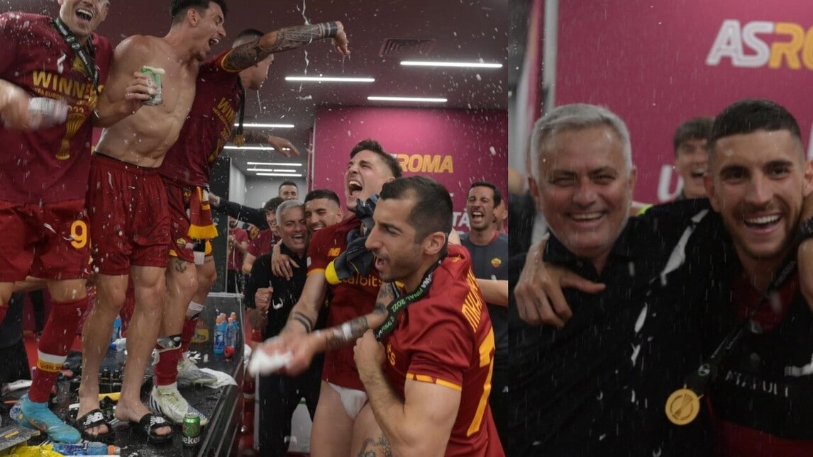 Roma, che festa negli spogliatoi a Tirana!