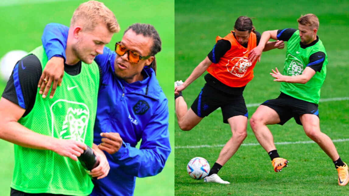 De Ligt suda per l'Olanda: confronto con Davids in allenamento