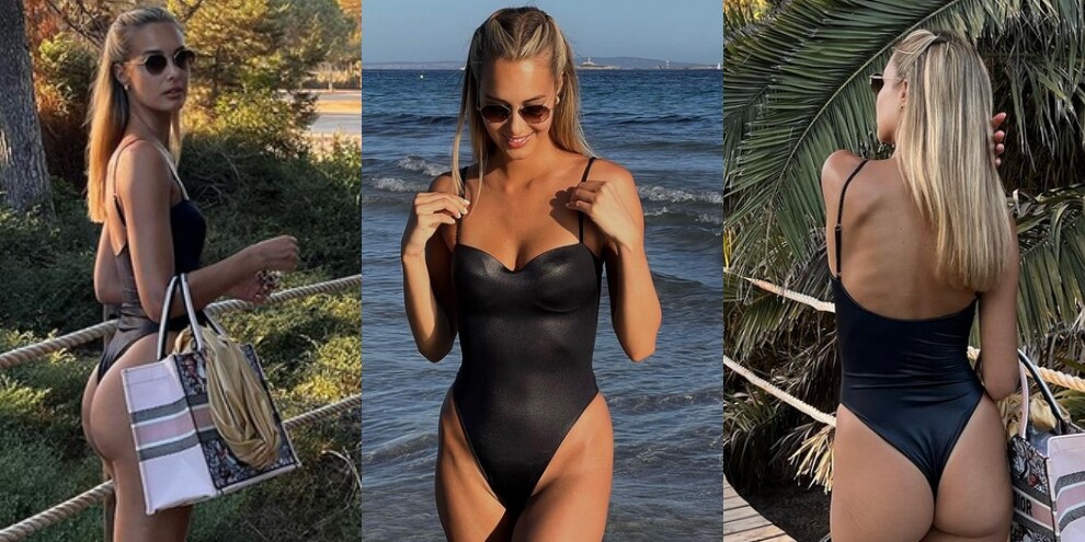 Viky Varga a Ibiza: il costume total black incanta i fan