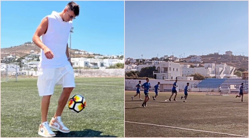 Roma, El Shaarawy si tiene in forma: allenamento sul campo di Mykonos